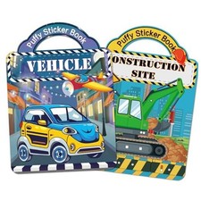 2 Pack Puffy Sticker Books for Kids Ages 3-5, Construction and Vehicle