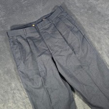 Lands' End Mens Wool Dress Pants Size 35 Gray Pleated Regular Fit Trousers
