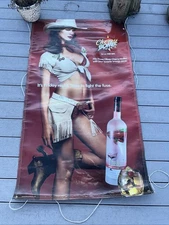Cherry Bomb Vodka 2005 Hot Cow Girl Vinyl String Banner Sign 59” X 34”