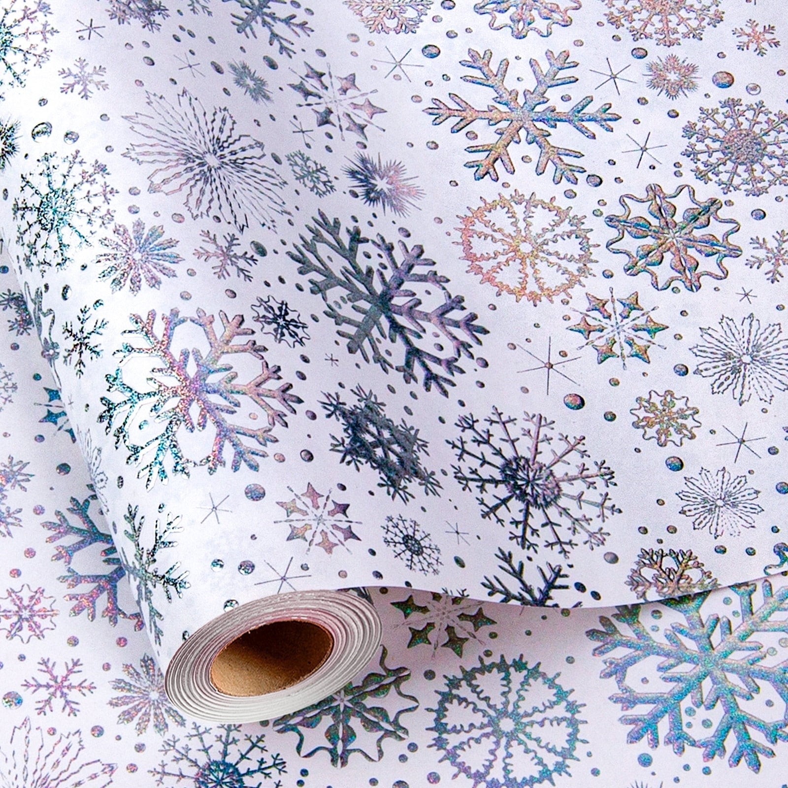 Roll White Rainbow Foil 17x33 Ft Holiday