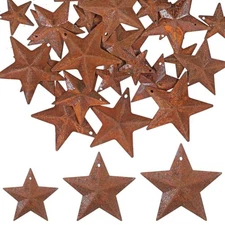 Alrhso 30 Pcs Metal Star for Crafts, Rusty Barn Stars 3D Star Ornaments 