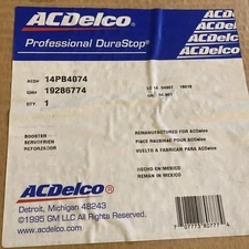 Ac Delco 14PB4024 Gm 19286774 Power Brake Booster 