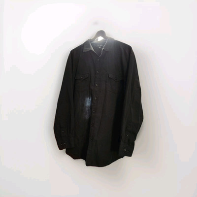 Men's Beverly hills Polo Club Large Black Cotton Long Sleeve Dress Shirt