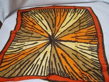 Vintage VERA Brown Orange Yellow Sunshine Silk Scarf 26". Japan