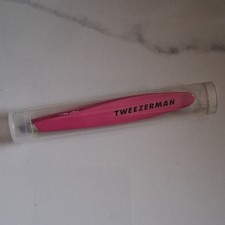 Tweezerman Pink Portable Metal Tweezers in Plastic Case, 1-4 in Length