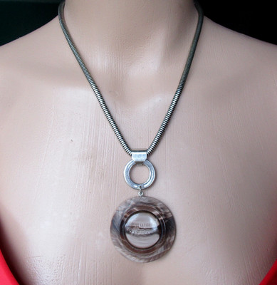 Original Bakelit Collier mit Chrom-wohl  Jakob Bengel-Idar Oberstein-Galalith