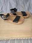 Womens Steve Madden Malden Black Platform Espadrille Sandals Sz 6 Jute  & Gold  — photo 2