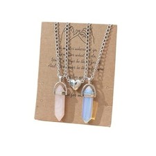 Magnetic Couple Matching Split Heart Necklace Crystal Mutual Pink Blue