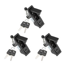3pcs Electric Cabinet Panel Cam Lock Push Button p-op up Door Lock w/ Key Black