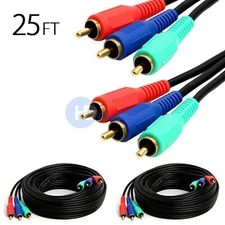 2x COMPONENT VIDEO CABLE 3 RCA 25 FT RGB HDTV DVD VCR 25 FT