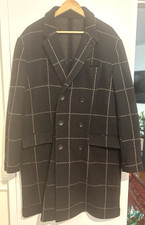 $895 Rag &amp; Bone Windowpane Hatchet Mens Coat XL Extra Large Brown Wool