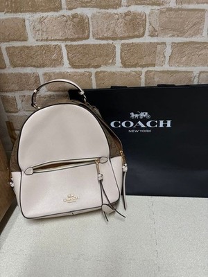 COACH Pink White Signature Backpack Leather Tote Bag  display picture 2