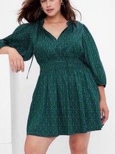GAP WOMENS SMOCKED WAIST MINI DRESS GREEN PINK FLORAL XS COTTON