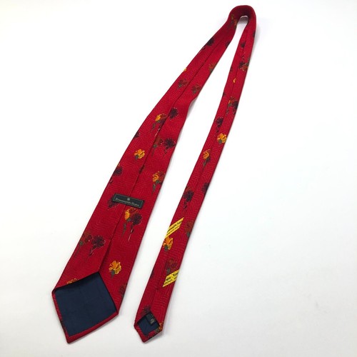 Ermenegildo Zegna 100% Silk Floral Red Neck Tie Men’s Designer Vintage 58" - Picture 5 of 10