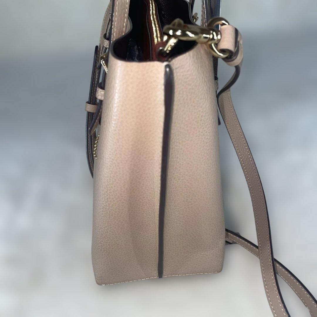 COACH Molly Tote 25 Tote Bag 2way Beige Gray Leather  Authentic thumbnail 4