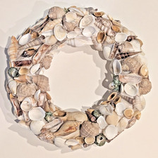Sea Shell Wreath Handmade Nautical Coastal Beachy Ocean Cottagecore Decor 12"