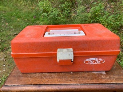 Vintage Old Pal Fishing Tackle Box Model 1040 White & Orange Empty
