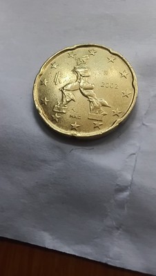 Italy 20 cents euro 2002, Umberto Boccioni Mint error extra metal