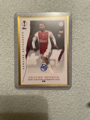 Topps Match Attax Genuine Autograph Devyne Rensch Ajax Amsterdam Autogramm Karte