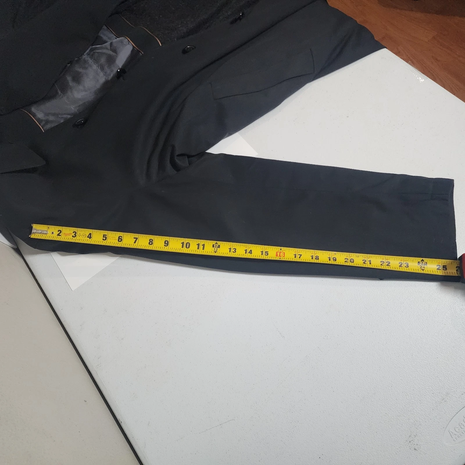 Perry Ellis Portfolio Mens Black Trench Coat 42R Long Raincoat Lined image 6