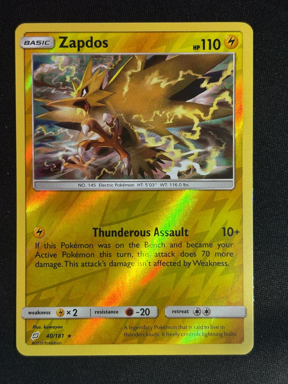 Zapdos 40/181 Holo Rare Team Up Pokemon Near Mint