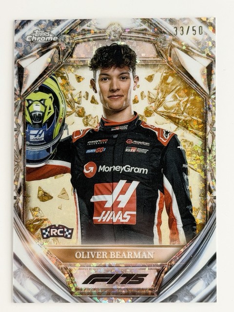 2025 Topps Chrome Formula 1 - Diamond 75th Anniversary Oliver Bearman Gold /50