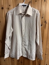 Vintage Givenchy For Chesa Mens Large Champagne Jacquard Monogram Shirt