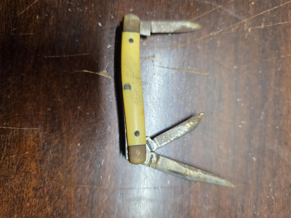 复古 Kabar 1092 "Birdseye" Stockman 带光滑黄色复合秤 — 第 3/4 张图片