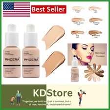 2 Pack Full Coverage Matte Foundation Concealer Set Cruelty-Free Oil Control ...