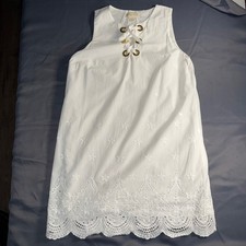 Michael Kors White Eyelet Dress Lined Women’s Summer Beach Cotton Fit Flare