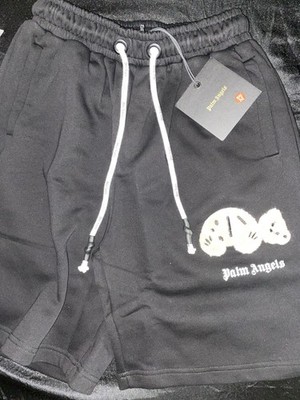 Palm Angels Men's Black Drawstring Shorts Pockets Logo Regular Size M NWT