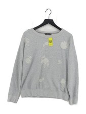Abercrombie  Fitch Women's Hoodie L Grey Cotton with Polyester Pullover