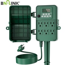 BN-LINK 7 Day Heavy Duty Outdoor Digital Stake Timer, 6 Outlets, Weatherproof