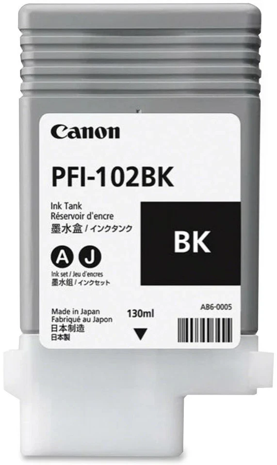 Canon PFI-102BK (PFI102BK) Cartouche d'encre Noir authentique (TVA incluse) - Photo 1/1