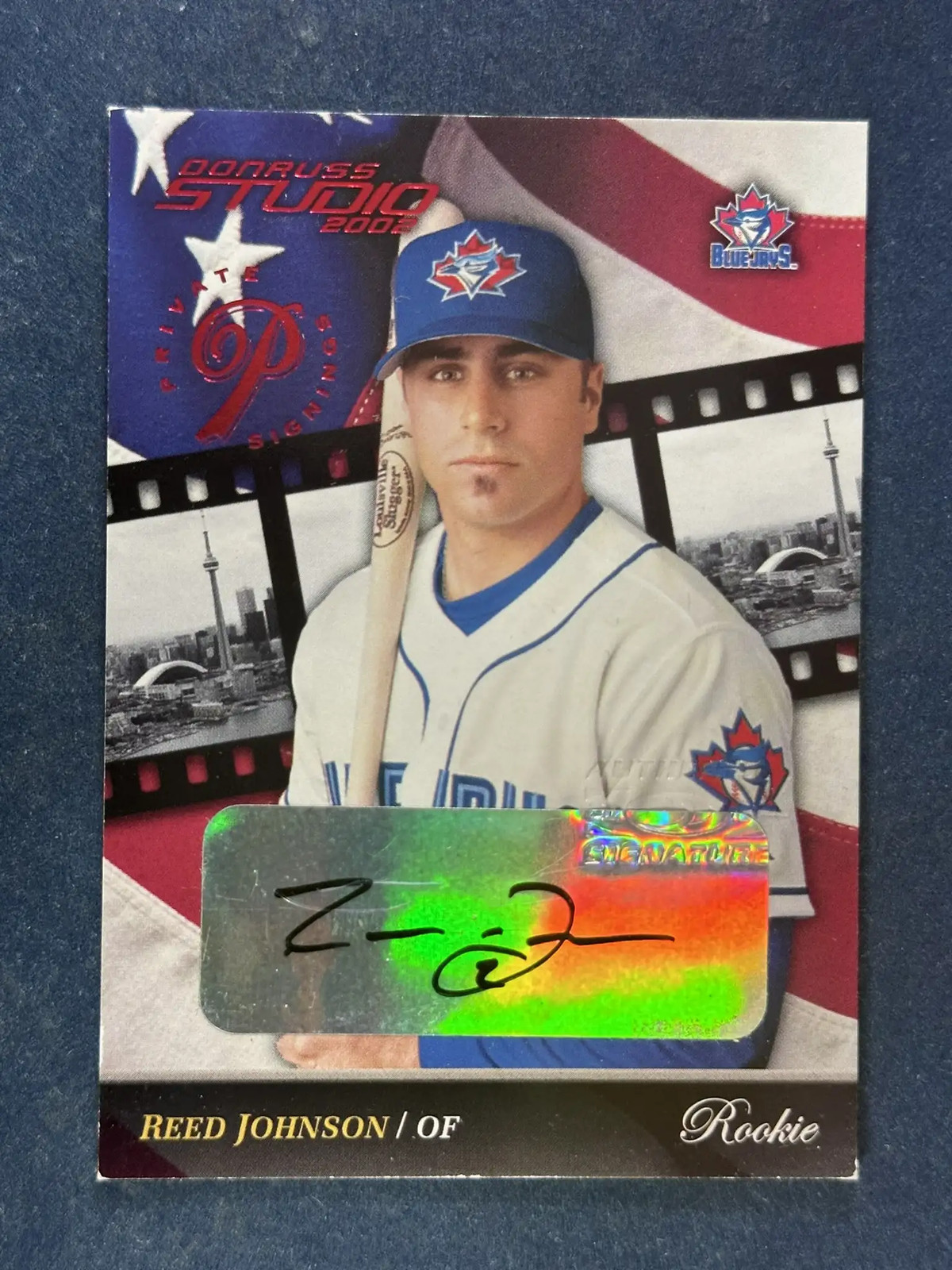 2002 Donruss Studio Reed Johnson Autograph Blue Jays /250 RC