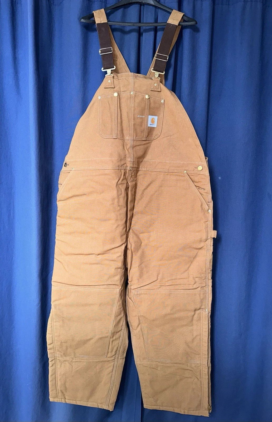 NWT Carhartt 50x28 Bibs Insulated Traditional Duck Overalls Brown Mid Weight