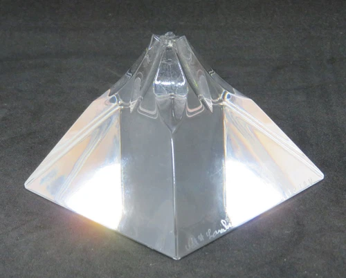 . Val St Lambert clear glass vintage Art Deco antique pyramid paperweight