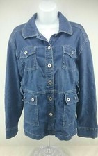 Erika Women's Size Petite Large Denim Jean Jacket Button Front A459