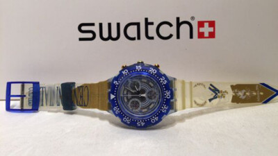 Mint Condition* 1995 Swatch Olympics Aquachrono NIKIPHOROS SBZ102