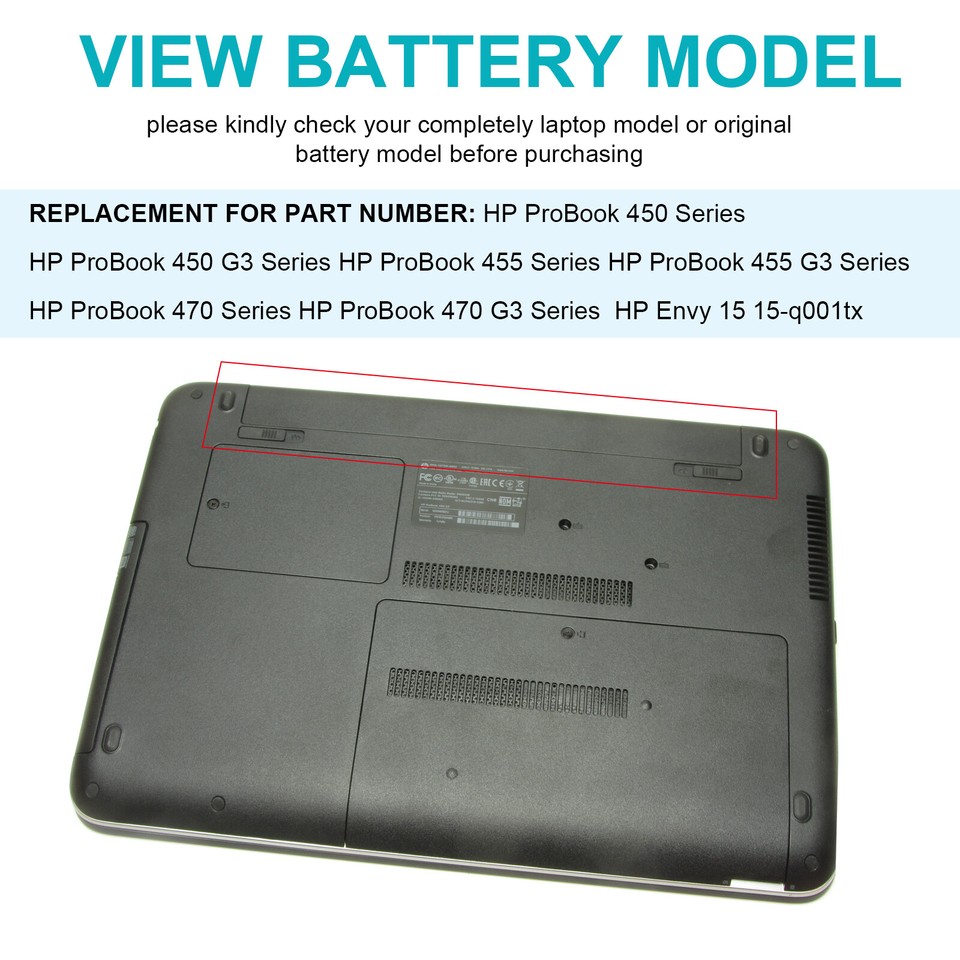RI04 Battery for HP ProBook 450 G3, 455 G3, 470 G3 805047-851 HSTNN ...