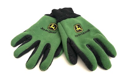 グローブ Genuine JOHN DEERE Green Cotton Work Gloves W/Grip Palm~Youth Size
