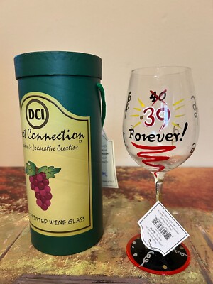 HANDPAINTED Wine Glass by DCI Direct Connection Happy Birthday 39 Forever