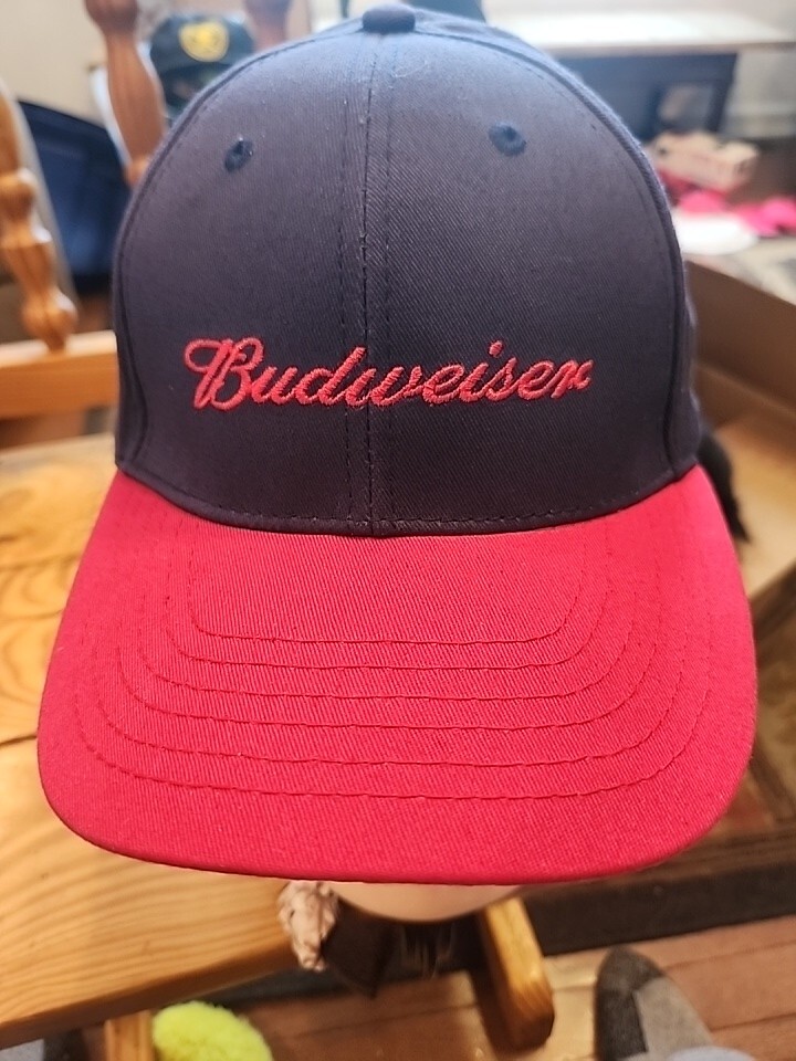 Budweiser Embroidered Script Ball Cap Trucker Hat… - image 9