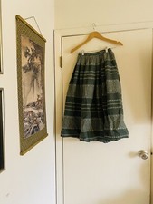 VTG 60s 70s Handmade folk Metal Zipper embroidered wool high waist Full skirt xs