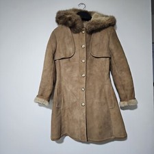 Sawyer Californian Supreme Quality Spring Lamb Sheepskin Coat 12 Uk  Brown 