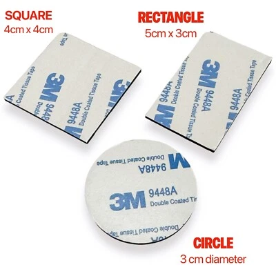 3M Sticky Pads Double Sided VHB Adhesive Mounting Pad Circle, Square, Freepost