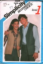 5231 Vintage Simplicity SEWING Pattern Misses Boxy Patch Unlined Vest UNCUT OOP