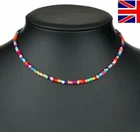 Multicoloured Beaded Choker Necklace For Womens Girls with Extender Chain UK
