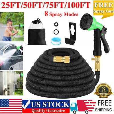 Stronger Expandable 3X Flexible Garden Hose Water Hose w Spray 25, 50, 75, 100FT