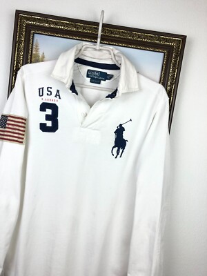 Vintage Polo Ralph Lauren Rugby USA Shirt Mens Jersey Big Pony #3